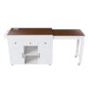 Modern Kitchen Island With Extendable Dining Table & Power Outlet - White - Image 10