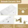 Modern Bathroom Vanity With Ceramic Sink, Freestanding, One Tip - Out Drawer, 3 Side Drawers, Adjustable Shelf - White - Image 7