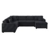 Oversized Sectional Sofa U Shaped Sofa With Chaise Lounge And 3 Soft Throw Pillows Corduroy Fabric - Black - Image 7