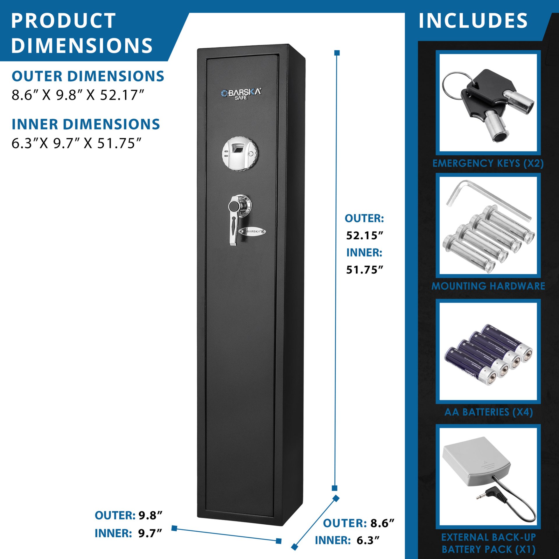 1 83 Cu Ft Biometric Rifle Safe - Black - Image 7