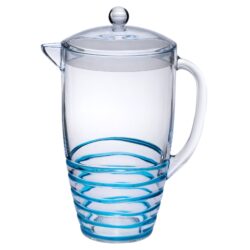 Swirl Unbreakable Plastic Water Pitcher With Lid And Spout, Bpa Free, 2.5 Quarts - Blue