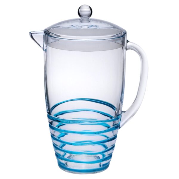 Swirl Unbreakable Plastic Water Pitcher With Lid And Spout, Bpa Free, 2.5 Quarts - Blue