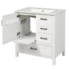 30" Bathroom Vanity With Sink Set, Storage Cabinet, Soft Close Drawers & Removable Tray - White - Image 12