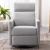 Modern Upholstered Rocker Nursery Chair Plush Seating Glider Swivel Recliner Chair - Gray - Image 8
