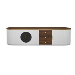 Modern Minimalist TV Stand For TVs Up To 80", Entertainment Center With 3 Drawers And 1 Shelf, Metal Handles And 2 Cabinets For Living Room - White