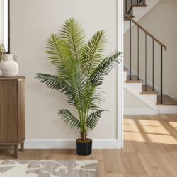 57" Tall, Artificial Plant, Palm Tree, Indoor, Faux, Fake, Floor, Greenery, Potted, Real Touch, Decorative - Green / Black