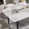 Modern Artificial Stone Pandora Curved Leg Dining Table 6 People - Antique White - Image 7