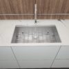 30" Undermount Kitchen Sink 16 Gauge Ledge Workstation - Brushed Nickel - Image 5