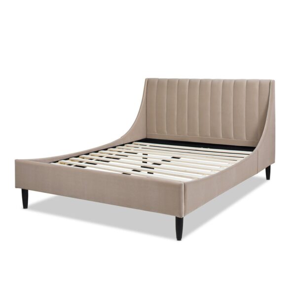 Aspen - Queen Vertical Tufted Modern Headboard Platform Bed Set - Mink Beige