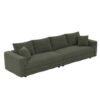 4 Seat Sofa, Deep Seat Couches With Soft Pillows And 3 Ottomans, Convertible Sofa Lounge Chair, For Living Room - Green - Image 8