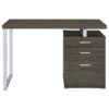 Reversible 3 Drawer Office Computer Desk With Metal Frame - Gray - Image 9
