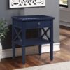 Madison - Nightstand With Full Extension Drawer And Open Shelf - Dark Blue - Image 2