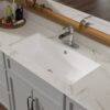 28 X 14" Modern European Inspired Ceramic Rectangular Undermount Bathroom Sink With Overflow In - White - Image 5