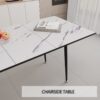 Modern Extendable Dining Table And Chair Set With Top And Metal Base, Table And Chairs For 2 - 6 People - Beige / White - Image 16