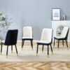 Modern 2 Tone Dining Chairs With Gold Decorated Legs Metal Legs, (Set of 4) - White / Black - Image 2