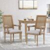 Elegant French Country Style Dining Chair With Cane Backrest - Light Gray - Image 5