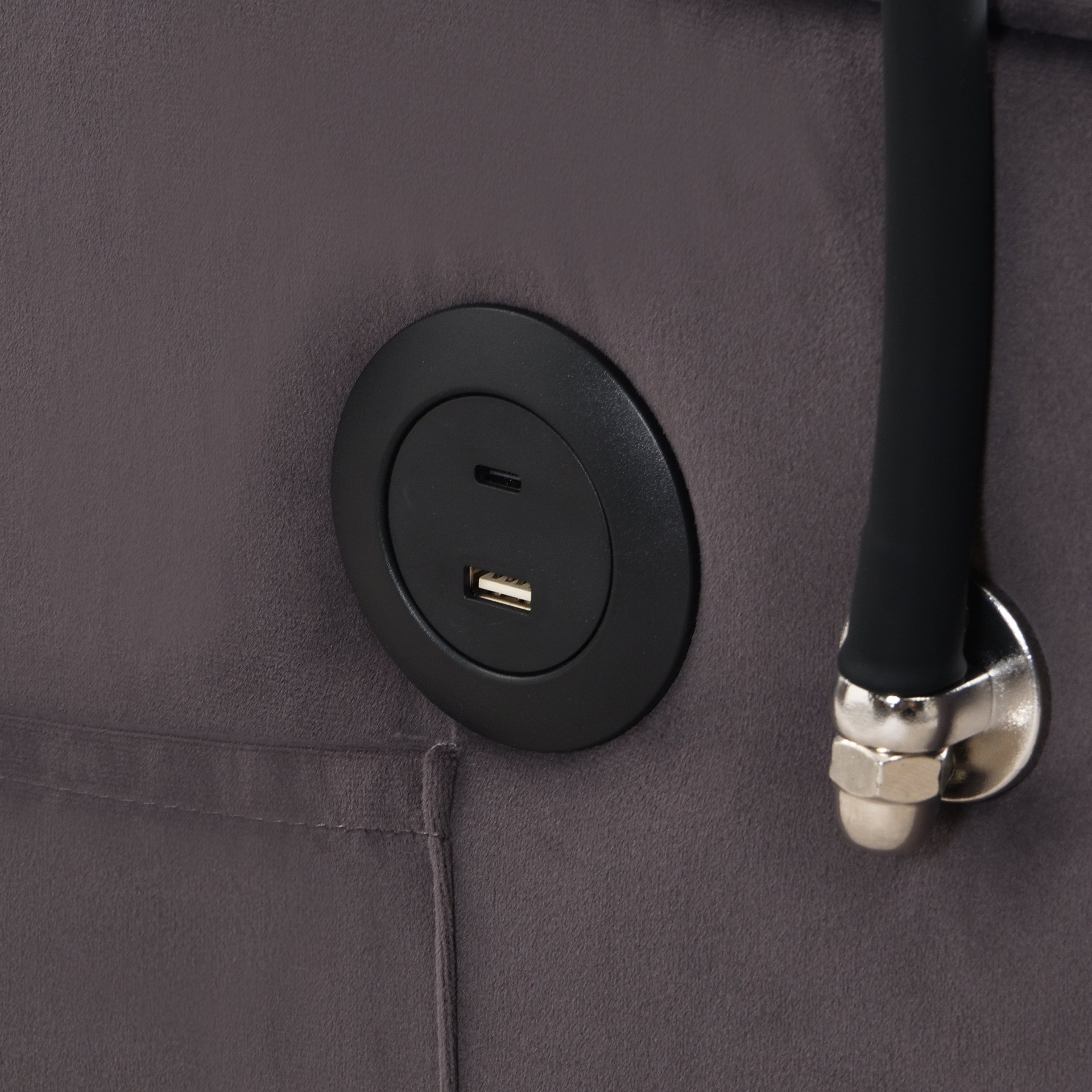 Contemporary Velvet Sofa Bed With Trundle - Charcoal Gray - Image 18