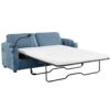 Corduroy Sleeper Sofa Loveseat Sofa With Full Size Mattress, 2 USB Ports, 2 Cup Holders, 2 Side Pockets And A Phone Holder For Living Room - Navy Blue - Image 13