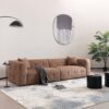 Tofu Block Sofa Modern Design Fabric Three Seat - Brown - Image 2