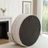 Modern Oversized Round Barrel Accent Chair With Ottoman - Velvet Upholstered Lounge Armchair With 5 Pillows For Living Room Or Bedroom - Gray - Image 4