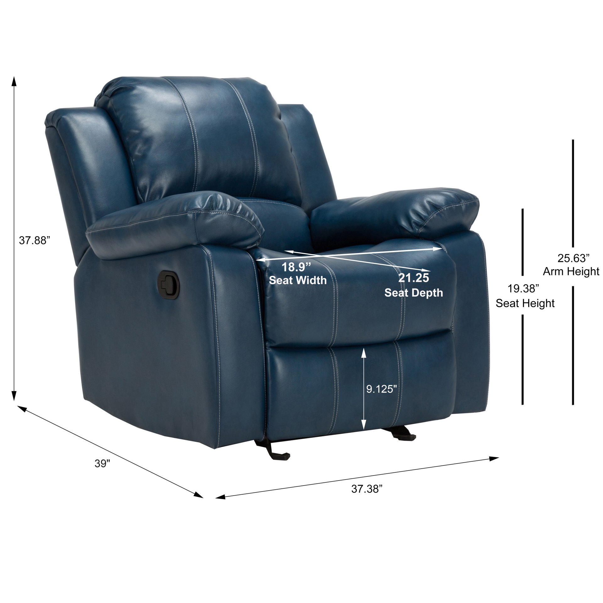 Charlotte - Gel Recliner With Gliding And Reclining Functionality - Navy Blue - Image 3