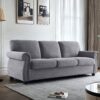 Soft Sofa, Upholstered 3 Seater Couch, Loose Back Cushions And Turned Legs - Gray - Image 7