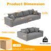 Plush Corduroy 4 Seat Sofa, Modern Comfy Upholstered Sofa Cloud Couch, Deep Seat Couches With Soft Pillows And 2 Ottomans, Convertible Sofa Lounge Chair, For Living Room, Apartment, Office - Gray - Image 26