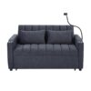Convertible Sofa Bed Loveseat Sofa With Three USB Ports, Two Side Pockets, Two Cup Holders And 360° swivel Phone Holder For Living Room - Blue Gray - Image 13