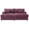 Oversized Double Chaise Lounge Sofa Bed With USB Ports & Cup Holders - Wine Red - Image 11