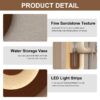 Adjustable LED Sandstone Wall Decor With Simulated Plants 3D Art Sculpture, Glass Vase & Rabbit Statue, Remote Control - Light Coffee - Image 11