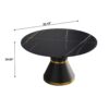 Round Modern Artificial Stone Carbon Steel Base Dining Table, Can Accommodate 6 People - Black - Image 3