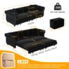3 In 1 Pull Out Sofa Bed, King Size Sofa Bed, 3 Seater Sofa With Movable Ottoman, Tufted Design, Suitable For Living Rooms - Black - Image 3