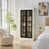 Rustic Style Display Cabinet With Glass Doors For Collectibles - Black / Cream White - Image 5