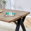 Wood Textured Dining Table With A Frame Legs.Density Board Sticker Pipe Spraying, Suitable For Various Occasions Such As Living Rooms - Black - Image 15
