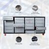 Garage Storage Cabinets With Workbench (20 Drawers) - Silver - Image 4