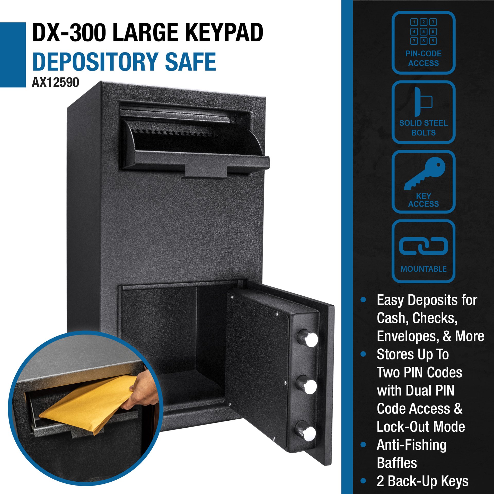 1 72 Cu Ft Keypad Depository Safe - Black - Image 10