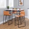 Marcel Mara - 5 Piece Upholstered Contemporary Counter Height Dining Set - Black / White / Camel - Image 6