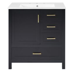 30" Bathroom Vanity With Sink Storage Solutions - Black