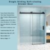 Frameless Soft Closing Shower Door, 1 / 4" (6Mm) Tempered Glass Single Sliding With Explosion Proof Coating - Matte Black - Image 4