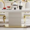 Top Dining Table With Gold Finish Corner, Pillar And Gold Finish Stainless Steel Base - White - Image 7