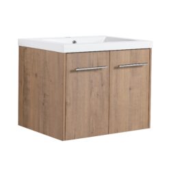 Modern Floating Bathroom Vanity With Resin Sink Soft Close Doors 24" Plywood Design - Imitative Oak
