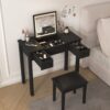 Makeup Vanity Desk With Mirror 3 Level Adjustable LED Lighting, Flip Top Storage 2 Drawers & 3 Removable Organizer Boxes - Black - Image 2