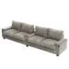 Modern 4 Seater Corduroy Sofa Couch With USB Ports, Hidden Storage Arms, And Flip Top Cup Holders - Brown - Brown - Image 9