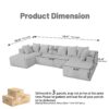 Modular U Shaped Sectional Sofa, 4 Seater Chaise Lounge With Reversible Design Striped - Gray - Image 6