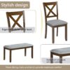 6 Pieces Kitchen Dining Set, Rectangular Wooden Dining Table With 4 Upholstered Chairs And A Bench, Dining Table Set For 6 People - Walnut - Image 9