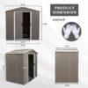 6Ft x 5Ft Outdoor Metal Storage Shed - Gray - Image 3