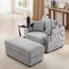 Single Sofa With Storage, Movable Ottoman, USB Ports, Cup Holders, Phone Holder - Gray - Image 11
