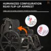 Lightweight Foldable Nursing Wheelchair For Adults Double X Force Support, 300Lbs Capacity, Breathable Cushion & Anti Backflip Design With Tires, Adjustable Seat Belt, Quick Release Wheels - Gray - Image 7