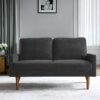 Loveseat Sofa, European Style With Sleek Design, Modern & Vintage Flair, Upholstered 2 Seater Couch - Black - Image 4