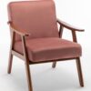 Accent Chair, Classic Mid Century Modern For Extra Seating - Rose - Image 3